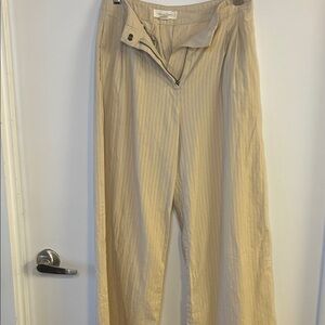 100% Cotton Pants - Treasure & Bond Beige Cotton Stripe Wide-Leg Pants | Size 2